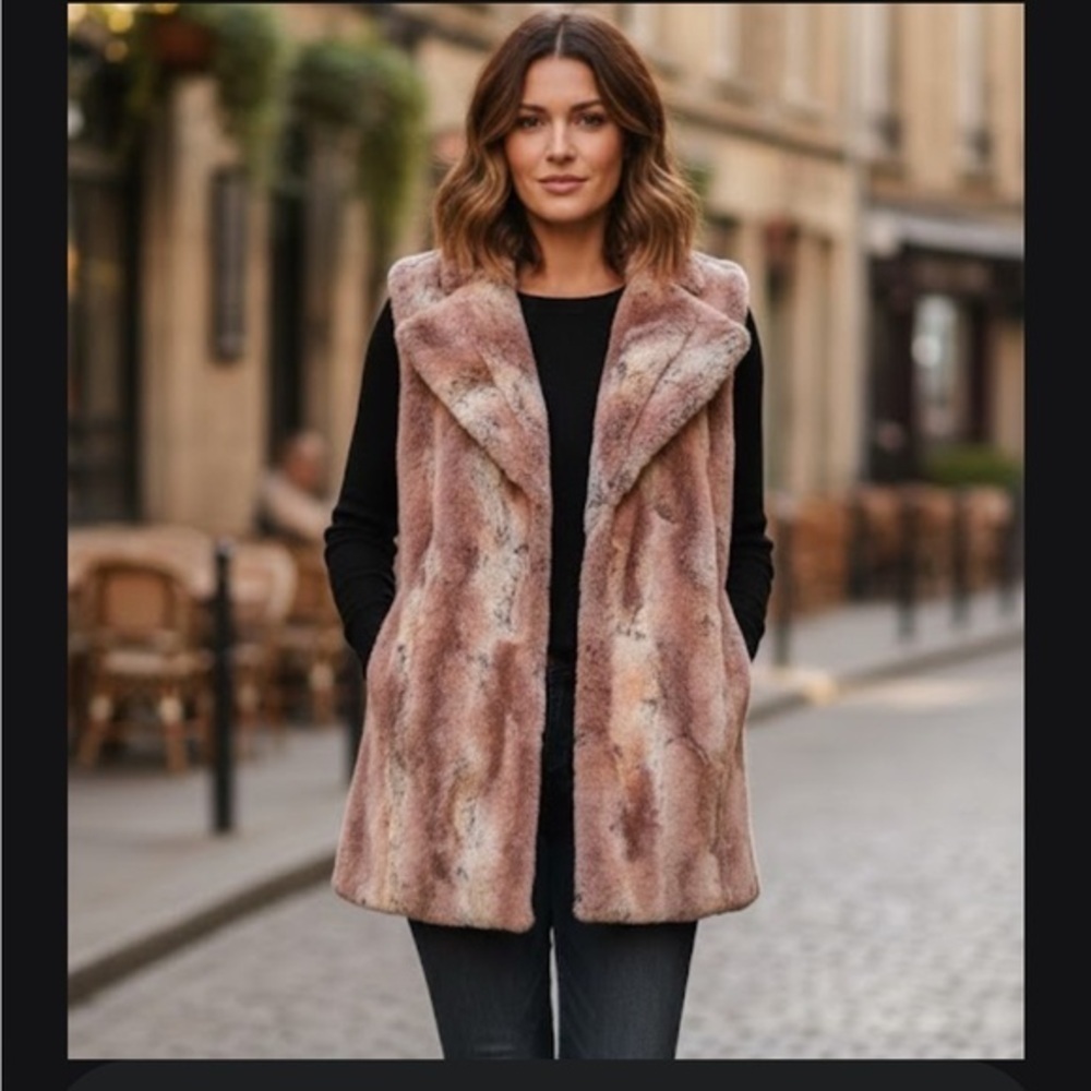 Alice + Olivia Pink and Gray Fur Vest